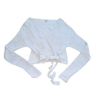 H&M Womens Ribbed Knit Wrap Sweater W/ Tie-Gray-Large-GUC